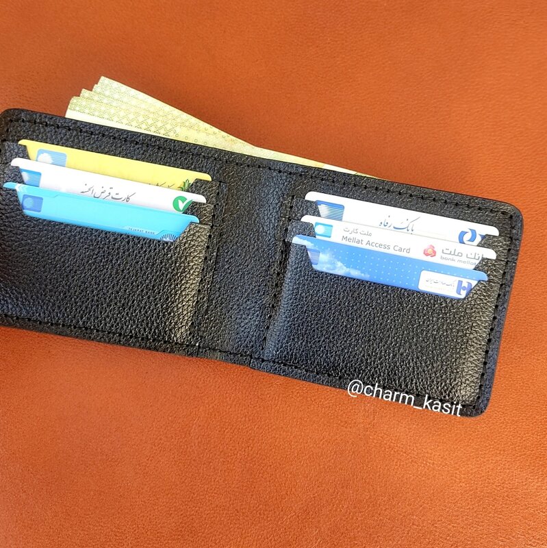 کیف پول جیبی مردانه، چرم اصل و کاملا دستدوز، مشکی