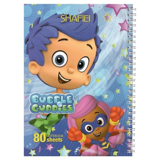 دفتر مشق 80 برگ شفیعی  فنر دوبل  طرح BUBBLEGUPPIES کد 20