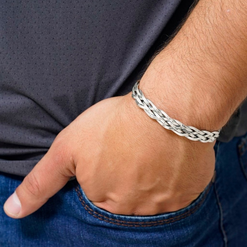 دستبند مردانه سیاه قلم تایلندی-نقره عیار 925- وزن 17.8