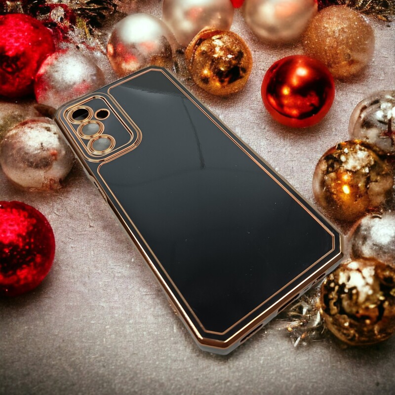 قاب گوشی Samsung galaxy A14 4G-5G  ژله ای مای کیس گلد لاین دور طلایی براق محافظ لنز دار