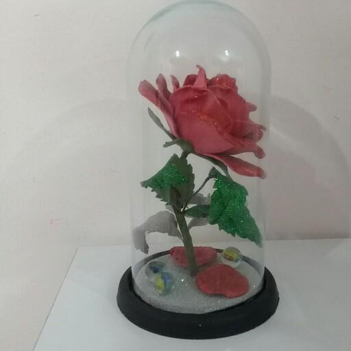 باکس گل شیشه ای 100گرم قرمز رنگ و30 سانتیمتر 