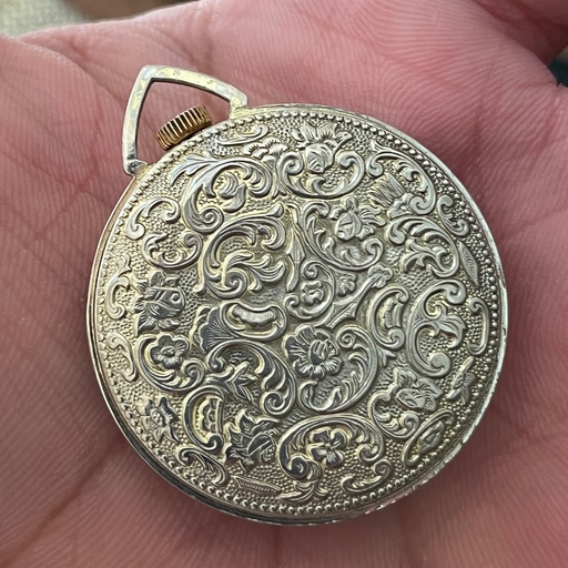 ساعت جیبی مکانیکی صفحه سکه طلا امریکایی سالم و دقیق