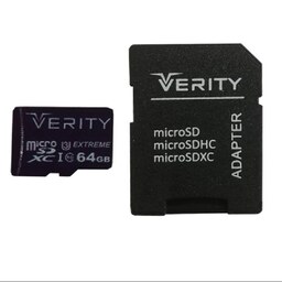 کارت حافظه Microsd وریتی مدل U3-80m ظرفیت 64G به همراه آداپتور