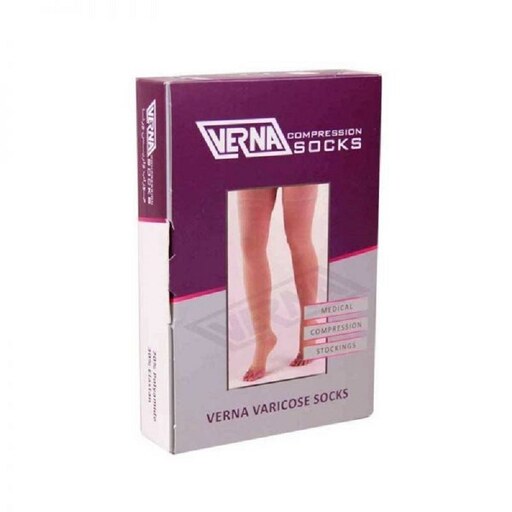  جوراب واریس ورنا معمولی بدون کفه تا بالای زانو Verna Varicose socks BF سایز S (اسمال)