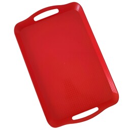 سینی پلاستیکی مستطیلی دسته دار سایز بزرگ رنگ قرمز سینی پذیرایی