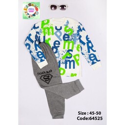 بلوز شلوار بچگانه جنس پنبه وملانژ تمام چاپ تک رنگ مطابق تصویر سایز 50و45