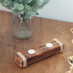 جا شمعی چوبی تزئینی مدل روماک دو تایی