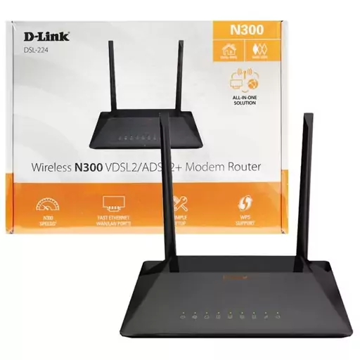 مودم روتر 2 آنتن D-Link DSL-224 N300 VDSL2 300Mbps ADSL2