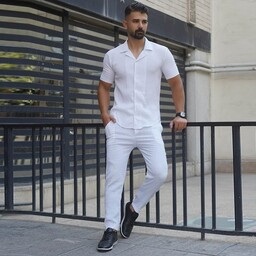 ست پیراهن شلوارمراکشی مردانه سفید مدل Pasha
