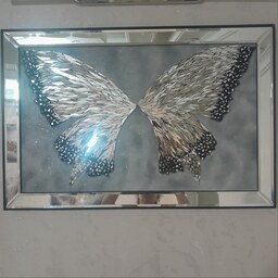 تابلو آینه کاری شده پروانه کامل بسیار زیبا با قاب pvc.