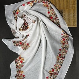 روسری نخی حاشیه کار شده طرح دار مینیمال مجلسی (ارسال رایگان)