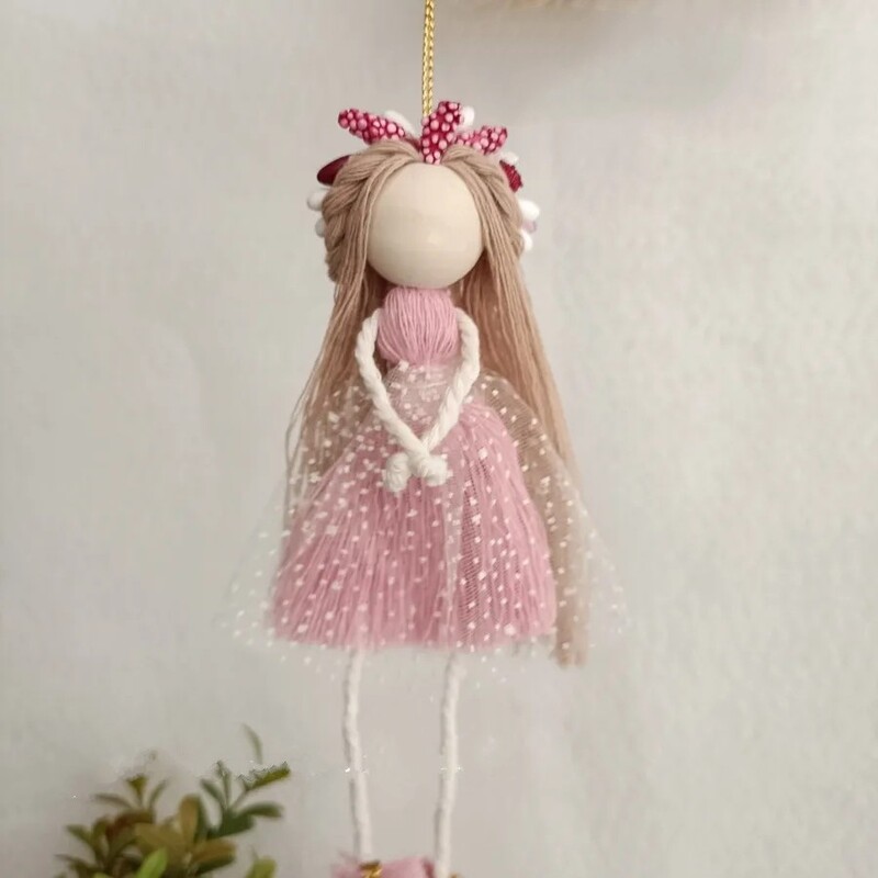 عروسک جاکلیدی (مکرومه ای )فرشته کوچولو  (در رنگ دلخواه)