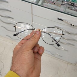 فریم عینک طبی  گربه ای زنانه مارک ریبن فلز رنگ ثابت دسته فنر کیفیت عالی(رنگ طلایی)