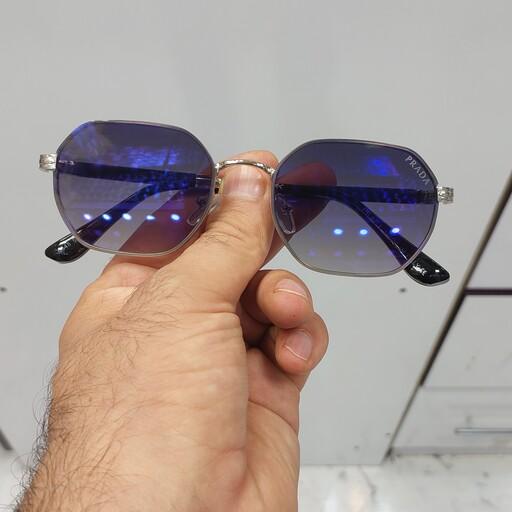 عینک آفتابی اسپرت چند ضلعی مارک پرادا عدسی آینه ای (رنگ آبی)