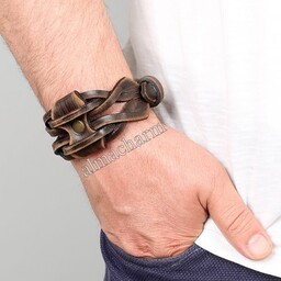 دستبند چرم طبیعی مردانه، دستبند چرم طبیعی اسپرت در رنگ و سایز دلخواه