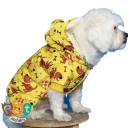 لباس سگ و گربه مدل کاپشن تو پشمی گرم طرح سگ زرد  m  l  xl  2x