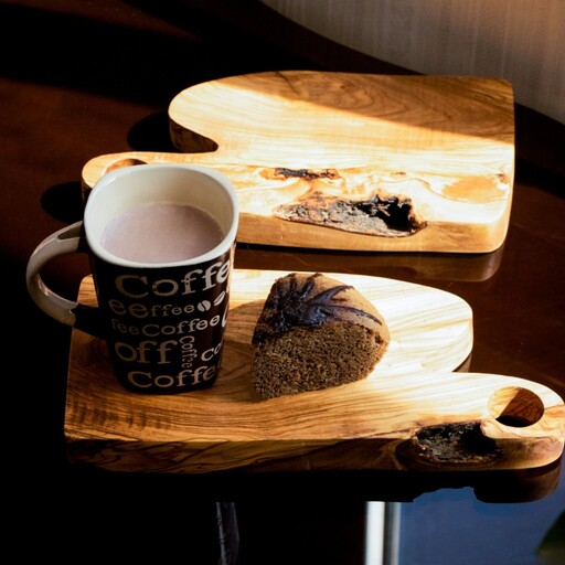 تخته سرو چوبی مینی متریال چوب ماورایی زیتون جنگلی مناسب سرو قهوه،چای وکیک 