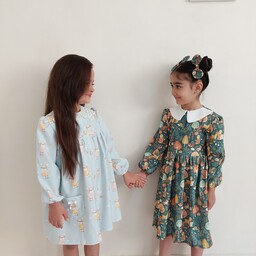 پیراهن مخمل کبریتی دخترانه لباس پاییزه دخترانه لباس کودک