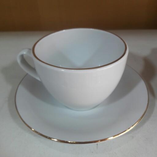 سرویس 12 پارچه چای  خوری چینی خط طلا دانمارکی مقصود  بسیار با کیفیت  شستشو با ماشین ظرفشویی قابلیت ماکروویو  و فر 