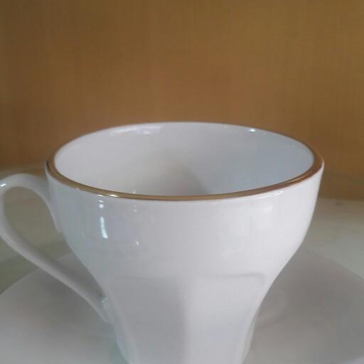 سرویس 12 پارچه چای خوری رویال چینی خط طلا مقصود بسیار با کیفیت  شستشو با ماشین ظرفشویی قابلیت ماکروویو  و فر 