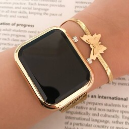 ست ساعت مگنتی ال ای دی طلایی و دستبند پروانه طلایی 
