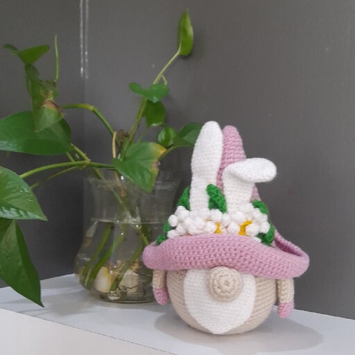 عروسک بافتنی گنوم خرگوشی، قابل سفارش در رنگهای دلخواه شما