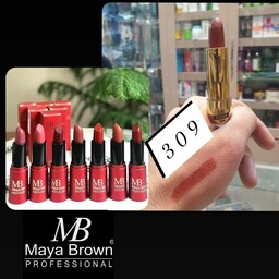 رژ لب جامد مات و مخملی 24 ساعته مایا براون (شماره 309) Maya Brown MATTE LIP STICK 