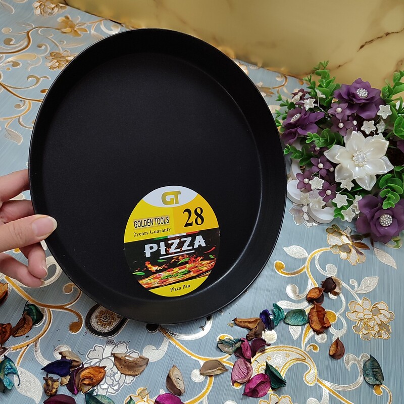 قالب پیتزا  تفلون شماره 28 سایز بزرگ اندازه ی قطر 24 و ارتفاع 3 سانتی متر 