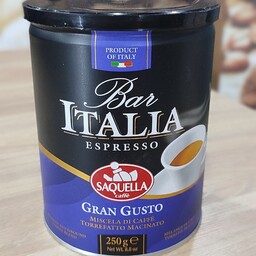 قهوه ایتالیا مدل گرن گوستو ساکوئلا 250 گرمی عربیکا ربوستا درجه رست مدیوم کافیین متوسط