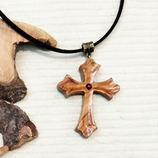 گردنبند چوبی دست ساز مدل صلیب