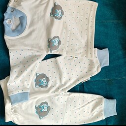 لباس راحتی نوزادی نخ پنبه درجه یک سه تکه طرح تام و جری