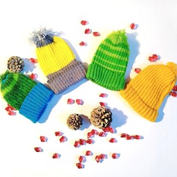کلاه بافتنی بچگانه بسته 4 عددی رنگی مناسب برای کودک 1 تا 4 سال