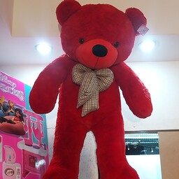 عروسک خرس بزرگ قرمز  پاپیون دار  اورجینال سایز  100 سانت 