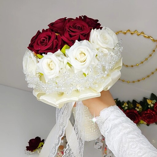 دسته گل،دسته گل عروس،دسته گل مصنوعی،دسته گل مصنوعی عروس،گل کریستالی