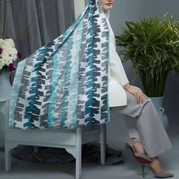 شال طرحدار آبی سفید رنگی جدید و پرفروش ترین در با سلام (حراجی و تخفیف ویژه)هدیه روز زن روز مادر ولنتاین کادو