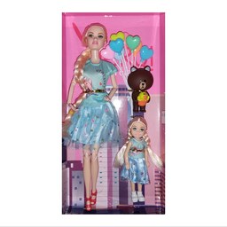 عروسک باربی مفصلی مدل مادر و دختر ارتفاع 28 سانتی متر مجموعه دو عددی