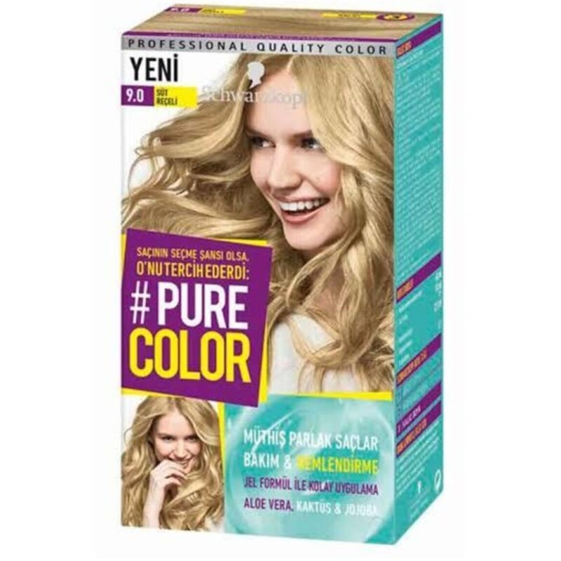 کیت رنگ مو شوارزکف سری پیور کالر شماره 9.0 رنگ بلوند شیری