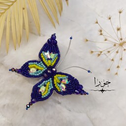 سنجاق سینه کریستال پروانه آبی