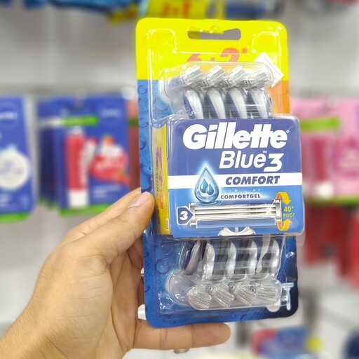 خودتراش 3 تیغه 8 عددی بلوتری کامفورت ژیلت اصل آلمان Gillette blue 3