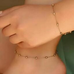 دستبند و پابند خلخال طلایی استیل