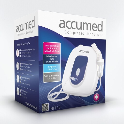 نبولایزر  اکیومد مدل NF100  ACCUMED دارای ماسک کودک و بزرگسال 