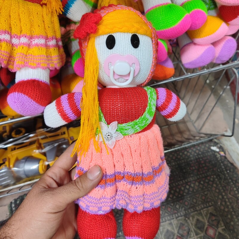 عروسک بافت کش بافت عروسک سنتی دختر رنگس عروسک دختر30سانت