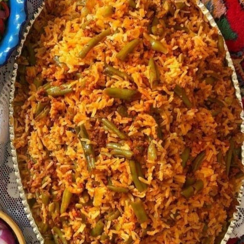 لوبیاپلوپرملات 700گرمی یک پرس لذیذ با ته دیگ سیب زمینی همراه با برنج ایرانی معطر 