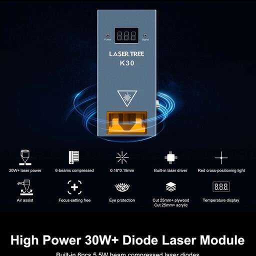 ماژول لیزر  برش و حکاکی  Laser tree مدل K30 قدرت خروجی 30 وات اپتیکال