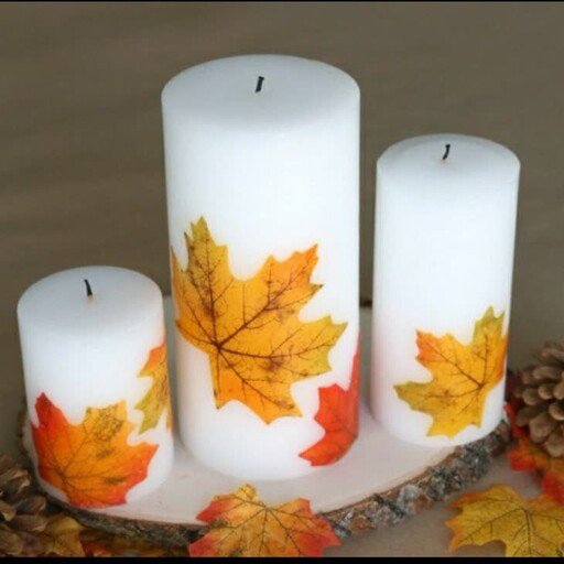 شمع استوانه ای دست ساز پاییزی  