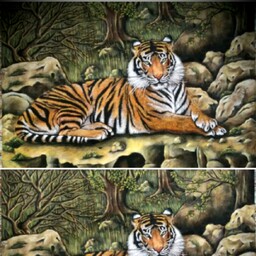 تابلو نقاشی پاستیل گچی روی جیر طرح ببر50در70