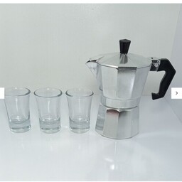 موکاپات یا قهوه جوش 3 کاپ یا 3 نفره اسپرسو ساز قهوه ساز ، اسپرسو ساز سه نفره ، قهوه جوش مسافرتی ، ابزار قهوه ، لاته


