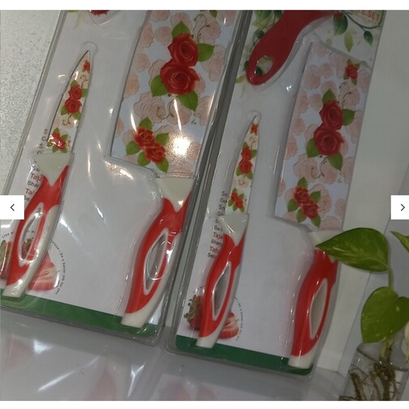 سرویس کارد و ساطور و پوست کن گل دار وارداتی کاربردی و کادویی .سرویس چاقو و ساطور و پوست گیر

