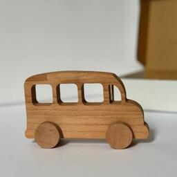 اسباب بازی اتوبوس چوب راش پوشش گیاهی استاندارد برند رادین چوب