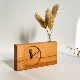 ساعت رومیزی چوبی مدل رستا -چوب ملچ -برند رادین چوب-موتور ارام گرد